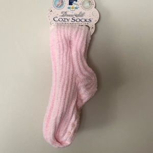 Pink fuzzy gripper socks